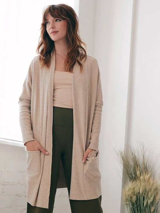 Pact Tops - Pact Airplane Cardigan Size M/L Heather Wheat Tan Organic Cotton Top Casual